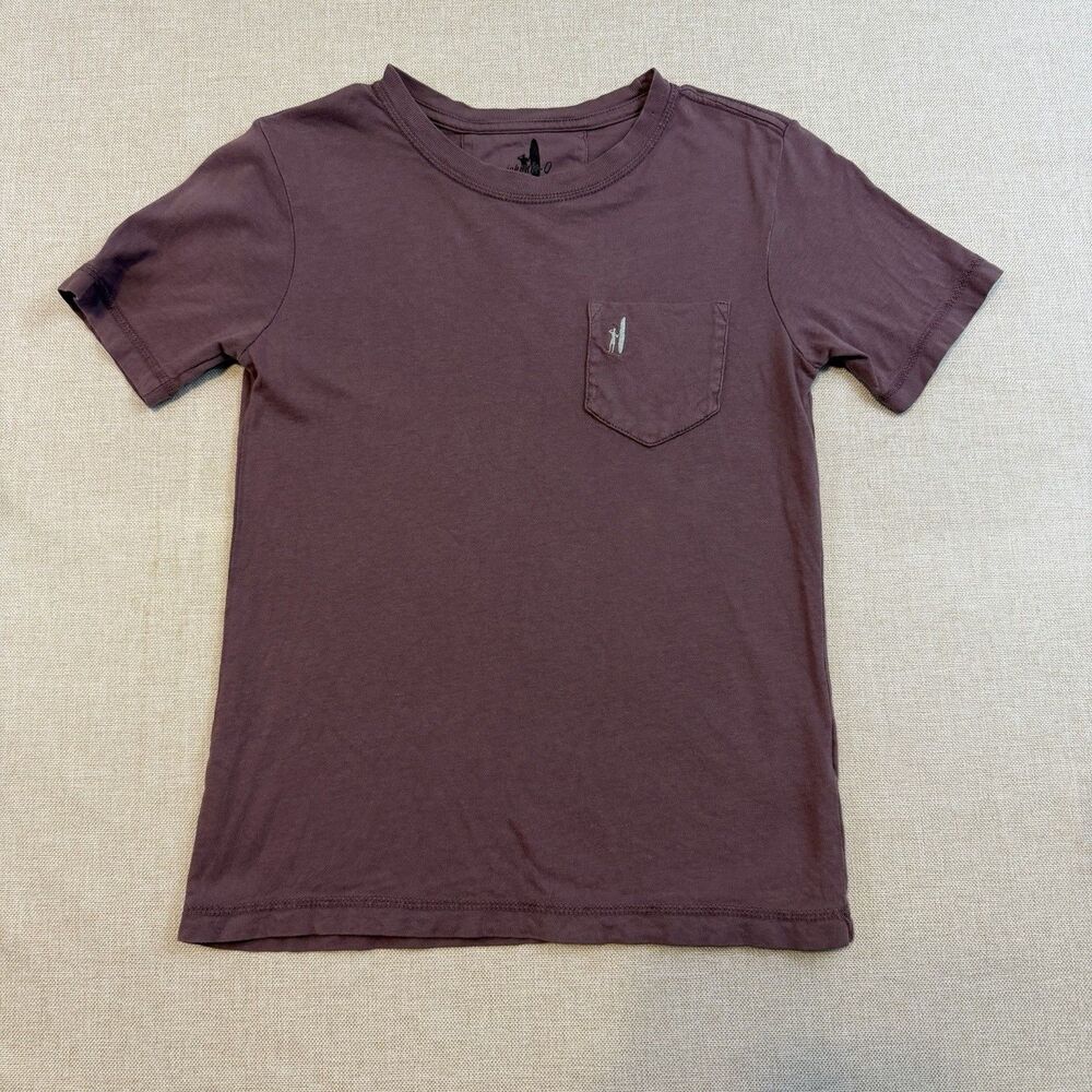 Johnnie-O Boys Size 7 Purple Pocket T Shirt Surf Logo Cotton Short Sleeve